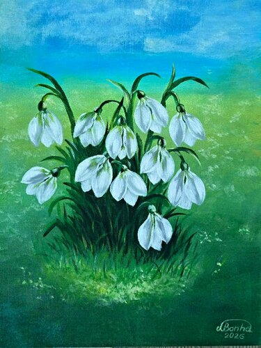 Spring Awakening of Snowdrops van Marija Venclova, Schilderij te koop op Singulart