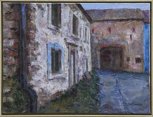 Quiet Courtyard – Fellerich de Sigitas Baltramaitis, Pintura a la venta en Singulart