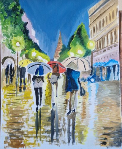 Sera di pioggia a Parigi by luca Ripamonti, Painting for Sale on Singulart