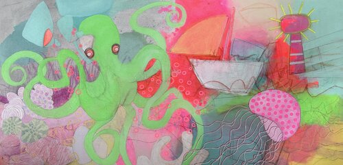 Die Hüterin der Meere van Huanita Vidicek, Schilderij te koop op Singulart