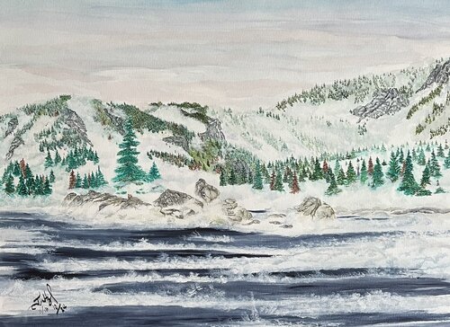 Misty Morning Lake von John Hazel, Werk auf Papier kaufen auf Singulart