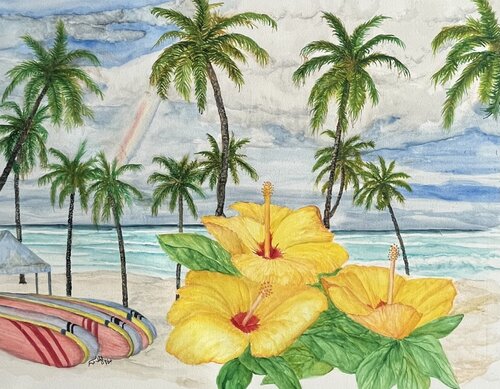 Waikiki Early by John Hazel, Work on Paper for Sale on Singulart