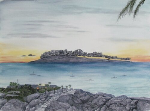 Sunset Walk to the Beach by John Hazel, Work on Paper for Sale on Singulart
