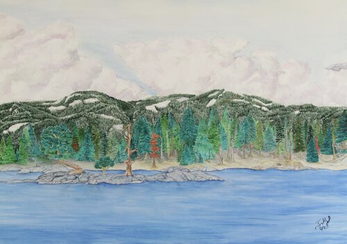 Day on the Lake von John Hazel, Werk auf Papier kaufen auf Singulart
