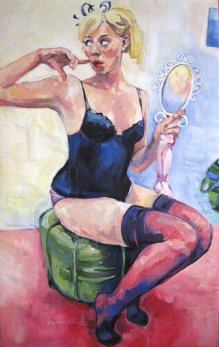 Grüner Hocker von Stephanie Balih, Malerei kaufen auf Singulart