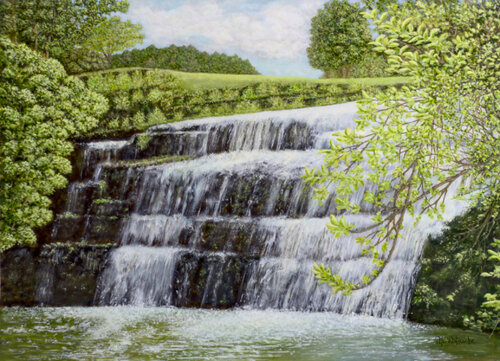Sweeping Waterfall di Peter Whitcombe, Pittura in vendita su Singulart