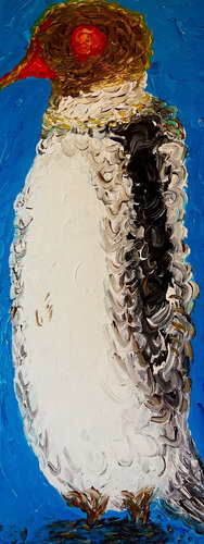 ‘’Just a Penguin’’ - An Ancient Survivor of the Primordial World di Peer The New Dutch Painter, Pittura in vendita su Singulart