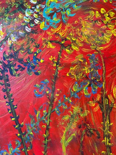 ''Primordial Flowers'' - The First Blossoms of Earth’s Awakening by Peer The New Dutch Painter, Painting for Sale on Singulart