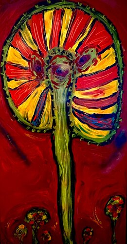‘’He is Enjoying Life’’ - The King of Mushrooms Revels in the Joy of Existence by Peer The New Dutch Painter, Painting for Sale on Singulart