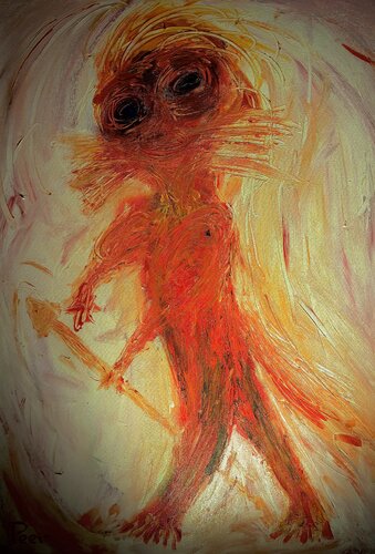 ‘’The Defender’’ - The Primordial Instinct to Protect the Tribe de Peer The New Dutch Painter, Pintura a la venta en Singulart