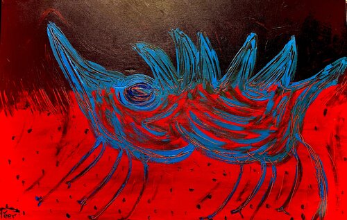 "Dino Mosquito’’ - The Primordial Strength that Senses What Is Coming von Peer The New Dutch Painter, Malerei kaufen auf Singulart