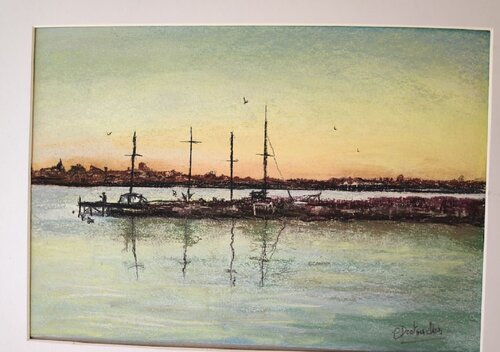 Etang de Thau, France Balaruc les Bains by Christine DESTOUCHES Bourriquet, 소묘 for Sale on Singulart