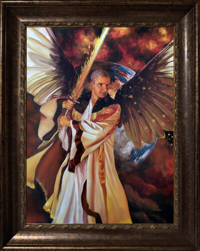 Facing Apollyon par Lester Yocum, Peinture en vente sur Singulart