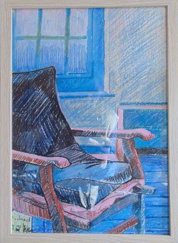 The easy chair in a cold blue room. von michael aitken, Zeichnungen kaufen auf Singulart