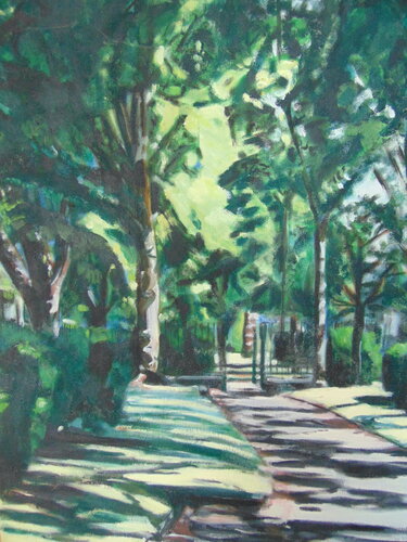 Stepney Green Park no. 7, long shadows by michael aitken, Painting for Sale on Singulart
