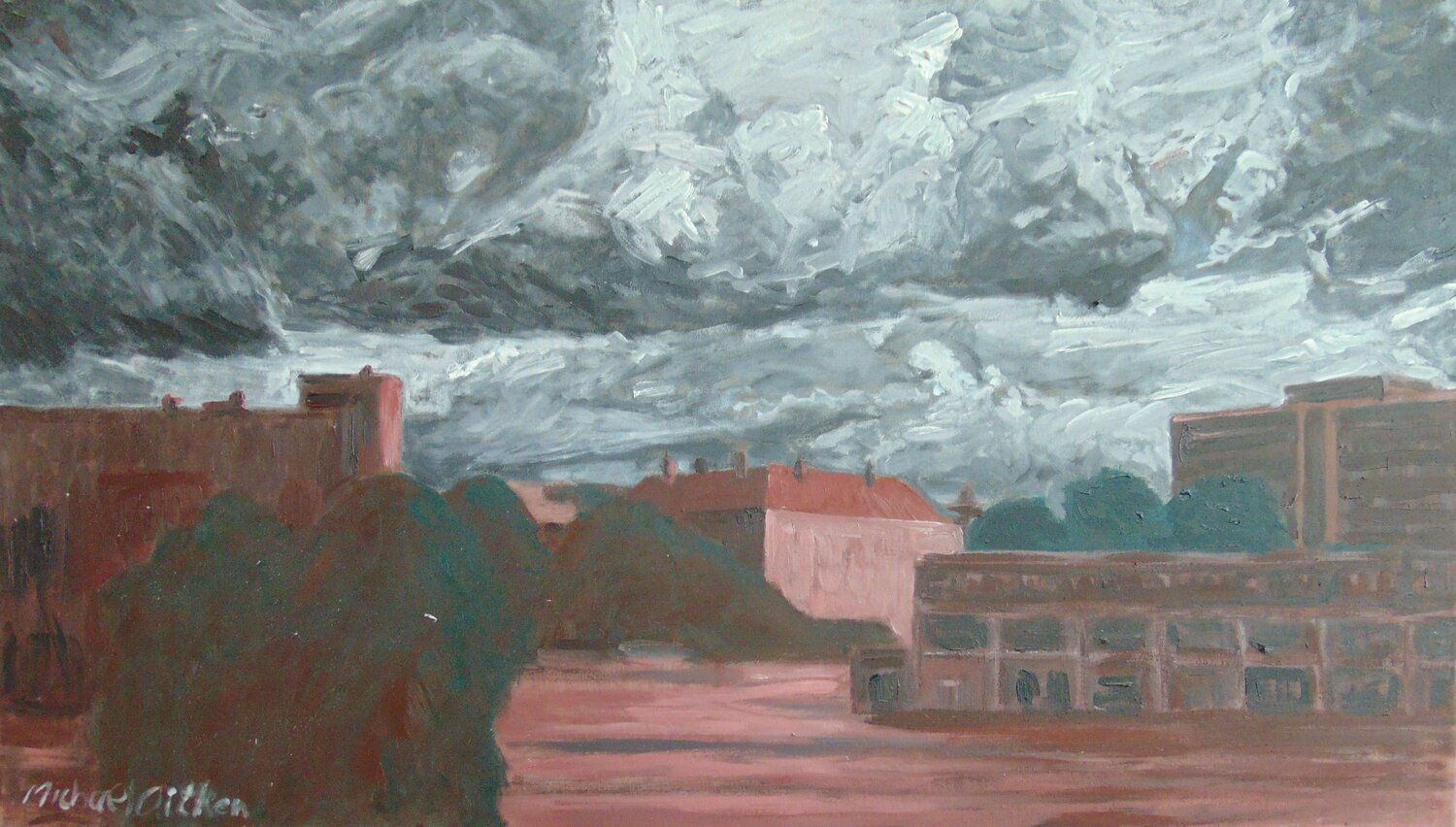 Birchfield House in a stormy sky michael aitken