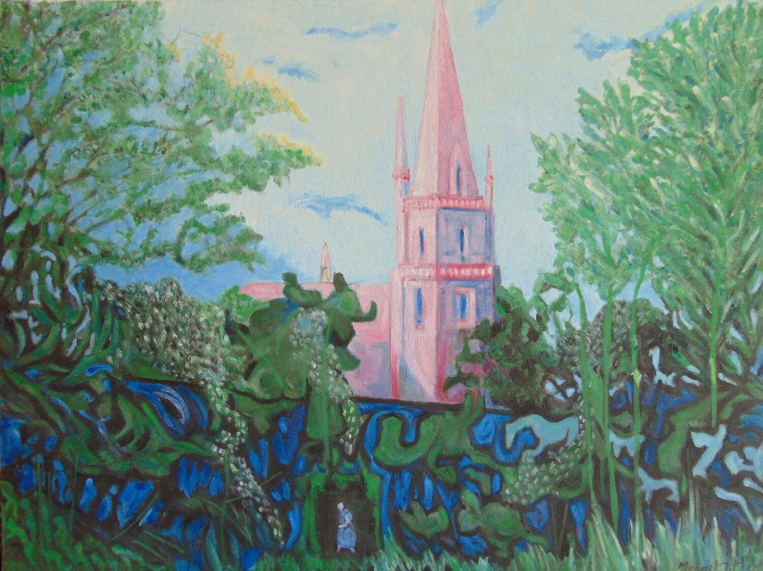Greenwich Park Landscape "The Pink Church" michael aitken Originalgemälde zu verkaufen