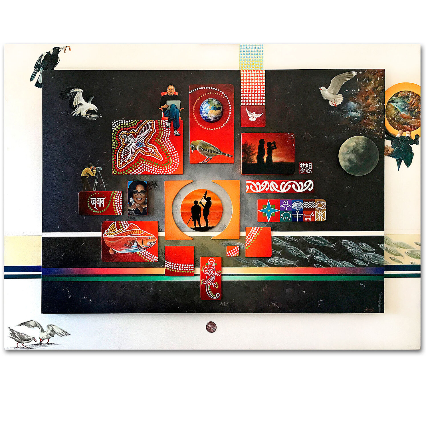 Hunter Gatherers 2 – Oprah Winfrey, Steve Jobs – We hunt to gather Ian Anderson Originalgemälde zu verkaufen