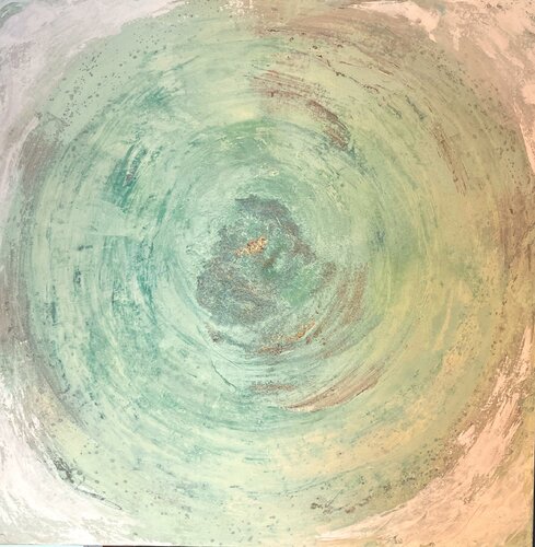 Soft Wheel of Teal - collection Bindu van Tina Gattermann, Schilderij te koop op Singulart