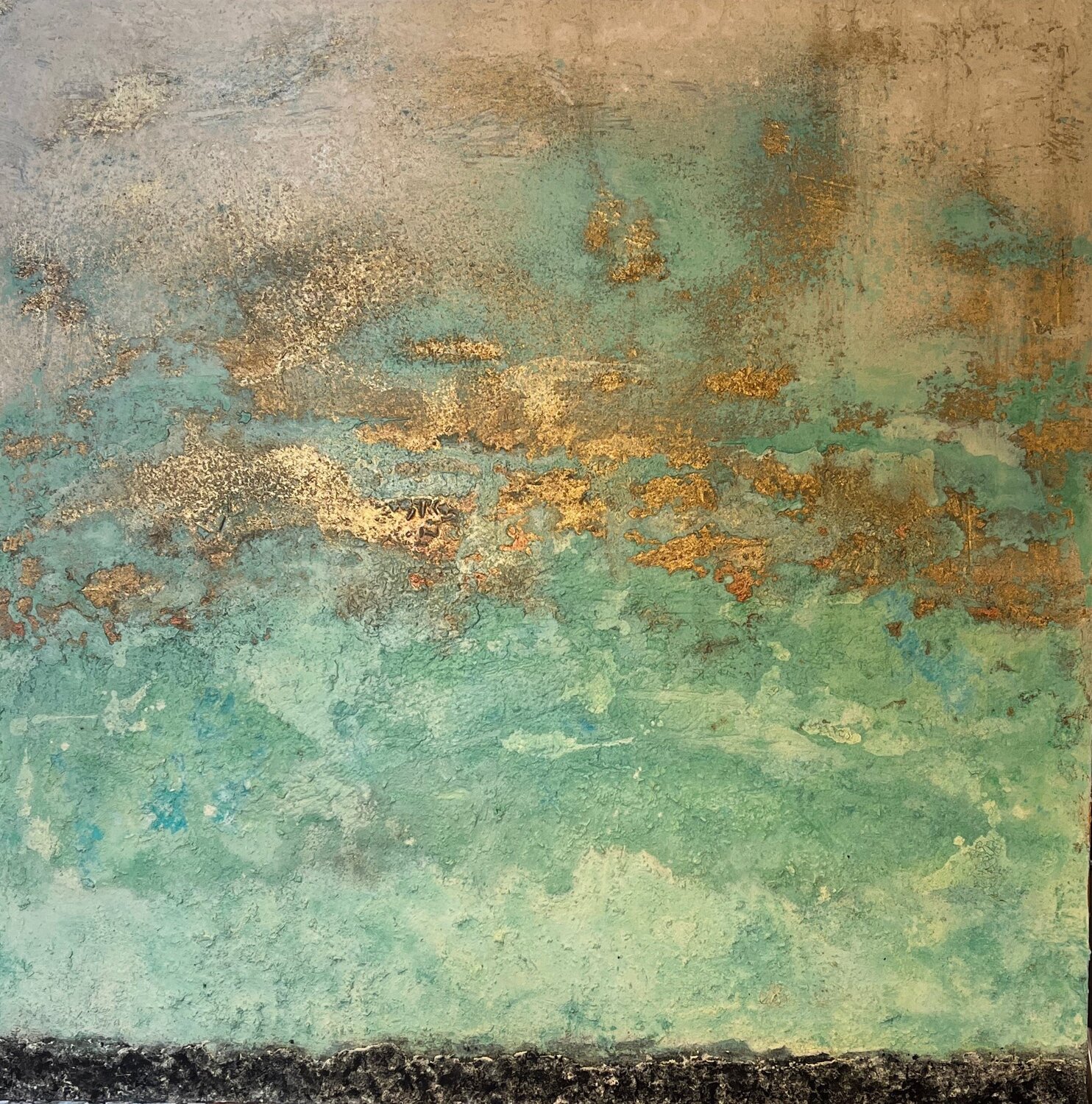 Rising teal Tina Gattermann Origineel schilderij te koop