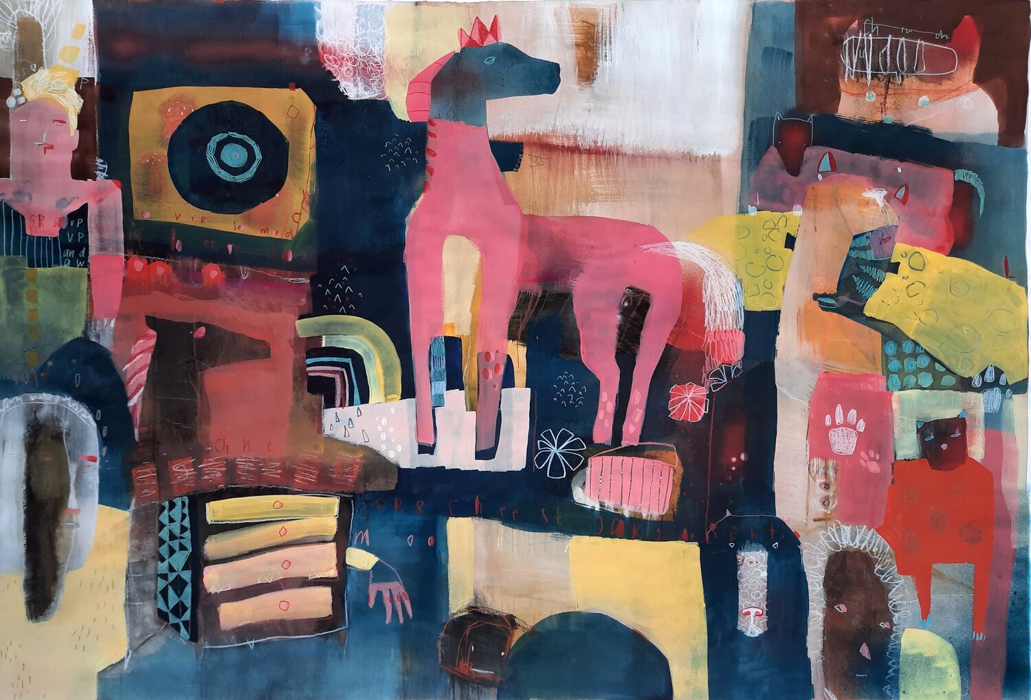 Cheesecake delights (unfinished records series) Nikky Wirth Original painting for sale