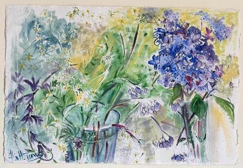 Blue and White Wild Flowers von Alix Hallman Travis, Malerei kaufen auf Singulart