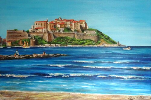 Calvi in Corsica – Fortress by the Sea di Olga Milova, Pittura in vendita su Singulart