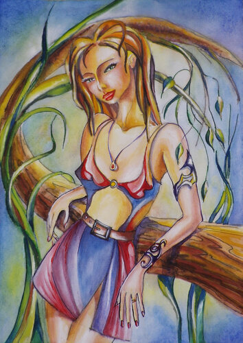 The Soul of Nature – mystical woman portrait di Olga Milova, Pittura in vendita su Singulart