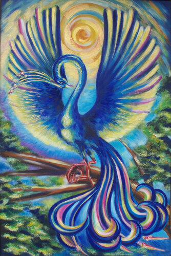The Blue Bird of Wishes in the Sunlight von Olga Milova, Malerei kaufen auf Singulart
