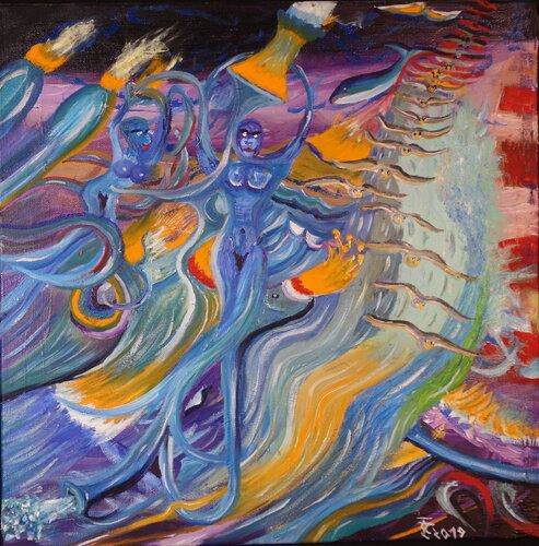 Nixen im Inferno par Tilo Tscheulin, Peinture en vente sur Singulart