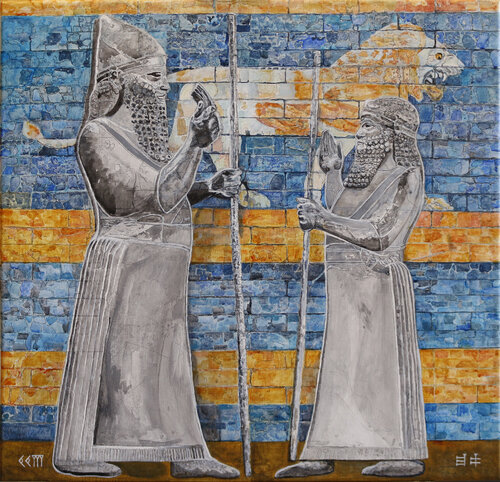 The Conversation, Babylon by Moorland Productions (Kenneth Hay / Seetha A), 油畫 for Sale on Singulart