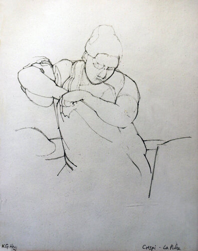 Study after Crespi's "La Pulce" by Moorland Productions (Kenneth Hay / Seetha A), Drawing for Sale on Singulart