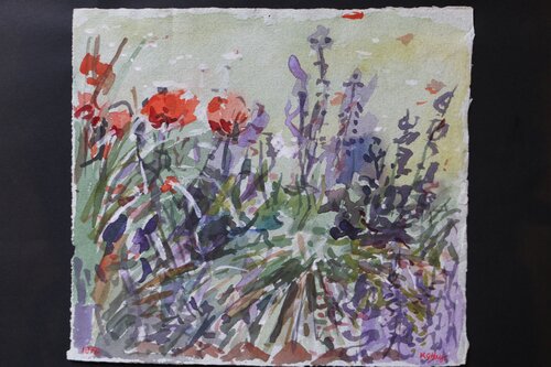 Poppies & Catmint by Moorland Productions (Kenneth Hay / Seetha A), Painting for Sale on Singulart