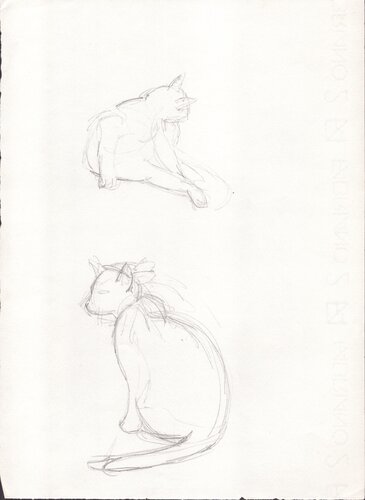 Two Cats by Moorland Productions (Kenneth Hay / Seetha A), Drawing for Sale on Singulart
