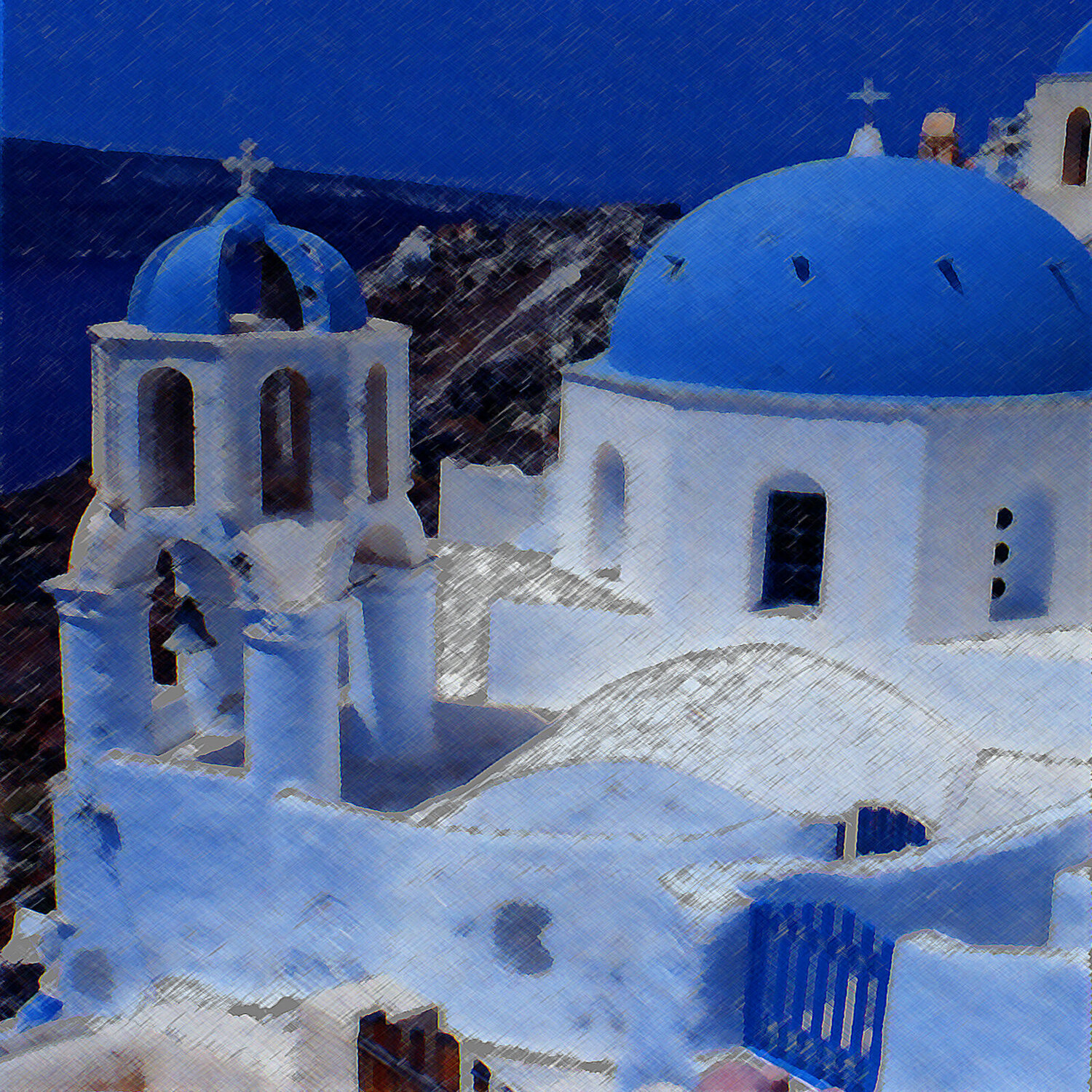 Santorini, Greece Moorland Productions (Kenneth Hay / Seetha A) Druck zu verkaufen