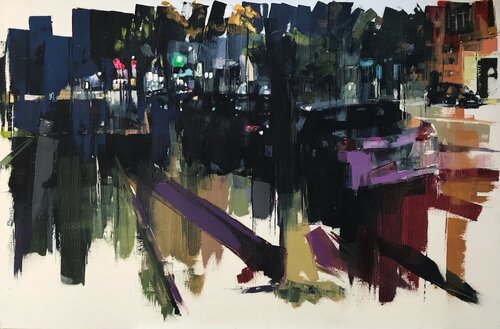 Les lumières de la nuit by Elisabeth Besnier, Painting for Sale on Singulart