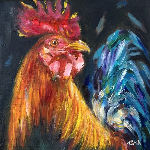 The Handsome Rooster di Rita Hsu, Pittura in vendita su Singulart