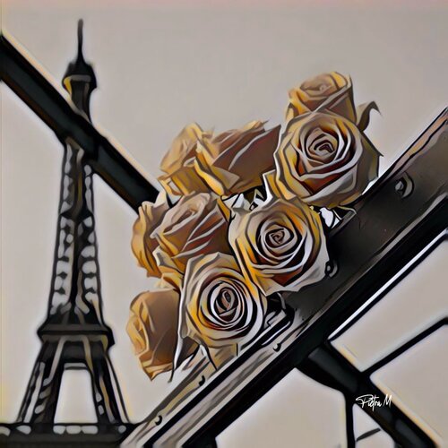 “Les Roses Jaunes du Pont de Fer” di Piétra M (Martine Poli), Digitale in vendita su Singulart