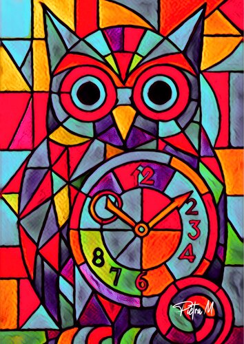 Le hibou horloger di Piétra M (Martine Poli), Digitale in vendita su Singulart