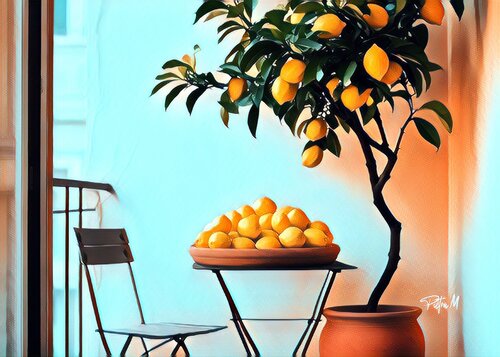 “Balcon Infusé de Soleil” van Piétra M (Martine Poli), Digitaal te koop op Singulart