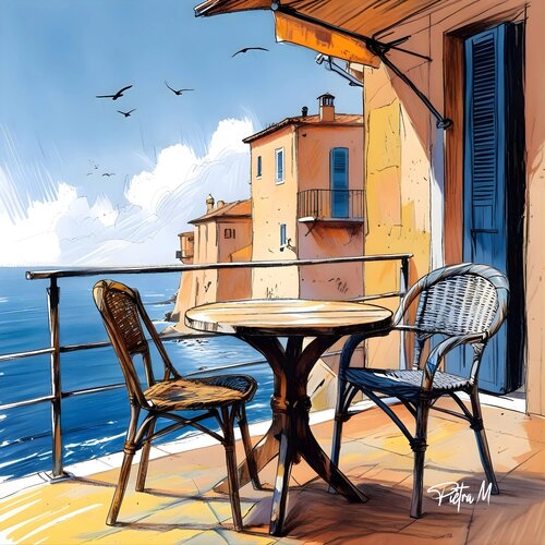 le vieux village au bord de l'eau di Piétra M (Martine Poli), Digitale in vendita su Singulart