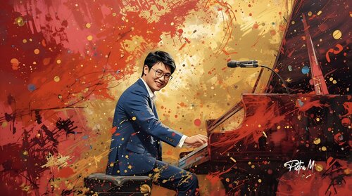 Le Pianiste Solaire par Piétra M (Martine Poli), Digital en vente sur Singulart