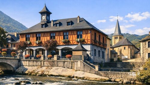 Le bâtiment à colombages et le clocher par Piétra M (Martine Poli), Photographie en vente sur Singulart