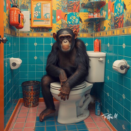 Pensées Simiesques (Le Chimpanzé) di Piétra M (Martine Poli), Digitale in vendita su Singulart