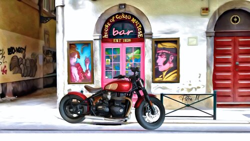 “La Moto Rouge du Quartier Pop” di Piétra M (Martine Poli), Digitale in vendita su Singulart