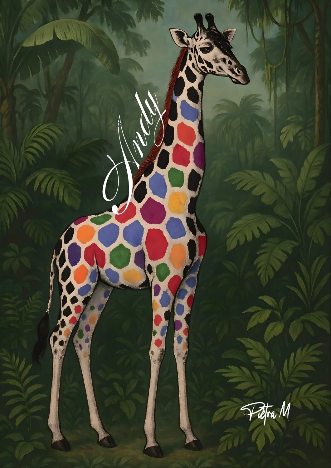 “Andy la Girafe Mosaïque” Piétra M (Martine Poli) Digitale in vendita