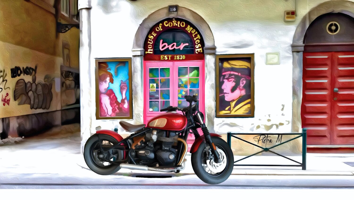 “La Moto Rouge du Quartier Pop” Piétra M (Martine Poli) Digitale in vendita