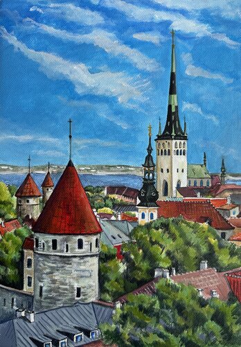 The City of Wind and Towers van Anna Parhimovitš, Schilderij te koop op Singulart