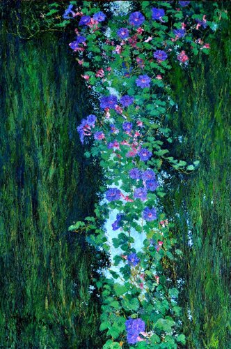 Cyprus & Morning Glories van Merrilyn Duzy, Schilderij te koop op Singulart