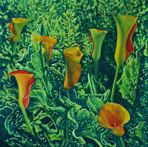 Callas From My Garden van Merrilyn Duzy, Schilderij te koop op Singulart